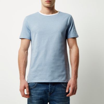 Blue neck trim t-shirt